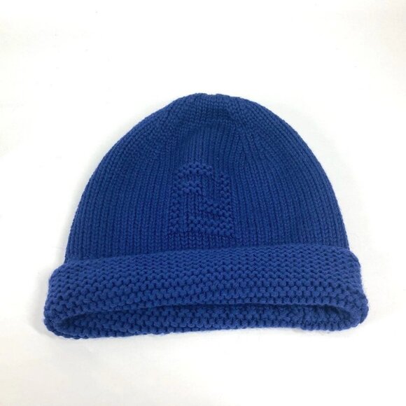 FENDI Logo FF beanie hat knit hat knit cap Knit hat wool blue - Picture 7 of 11